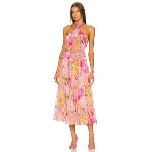 ROCOCO SAND Midi Dress Pink & Peach Halter